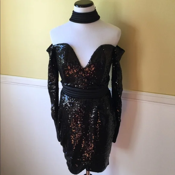 Zhivago Siempre Viva dress- black sequins US/8 L - Picture 3 of 8